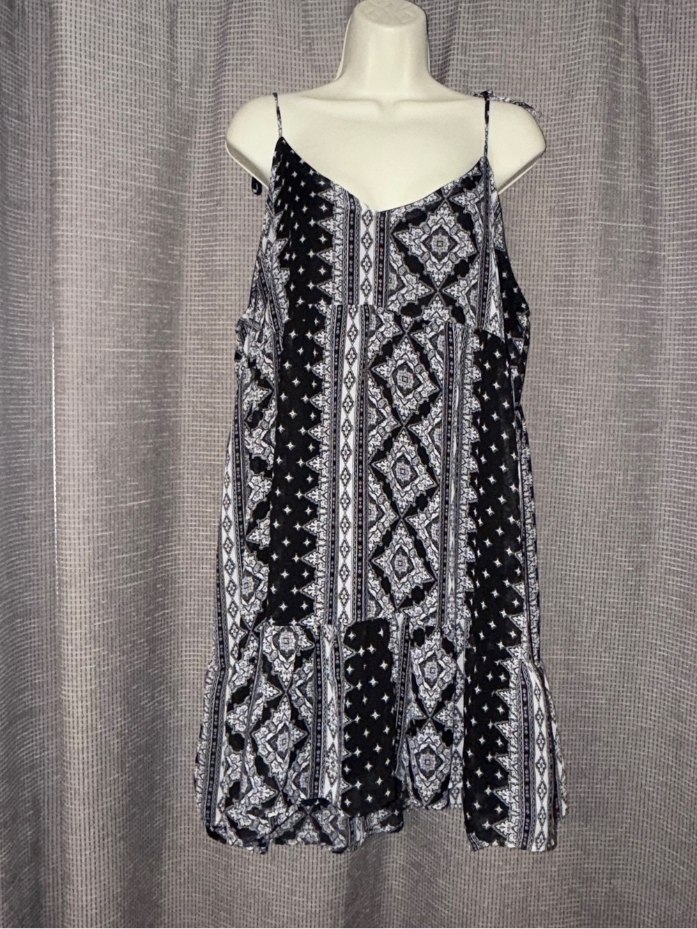 Black & White Patterned Spaghetti Strap Dress